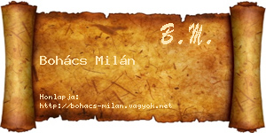 Bohács Milán névjegykártya